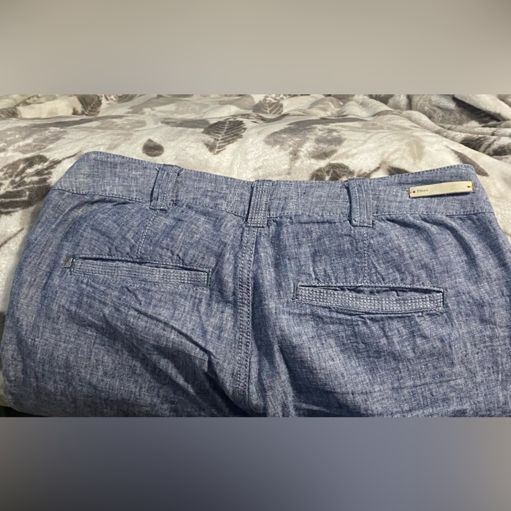 Pilcro And The Letterpress Anthropologie Pant Women Size2 Blue Linen‎ Wide Leg - Picture 5 of 7
